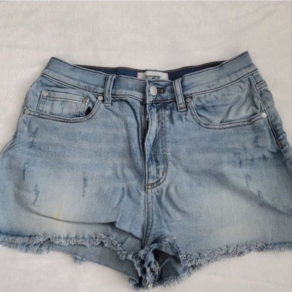 Pink ripped denim short shorts size 10